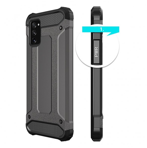 Hybrid Armor Case Tough Rugged Cover för Samsung Galaxy A03s svart