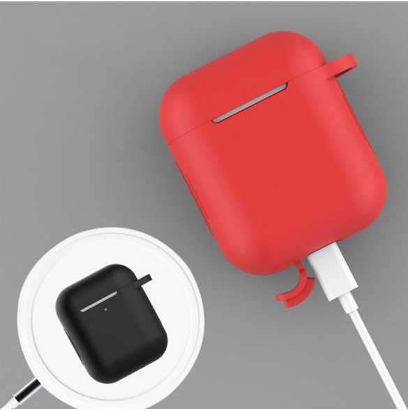 Fodral för AirPods Pro 2 / AirPods Pro mjukt silikonfodral för hörlurar + nyckelring karbinhake blå (fodral D)