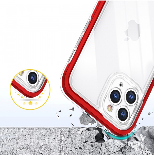 Genomskinligt 3-i-1 fodral för iPhone 11 Pro ramskydd gel rött