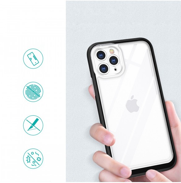 Klart 3-i-1 fodral för iPhone 11 Pro Max fodral gel skal med ram svart