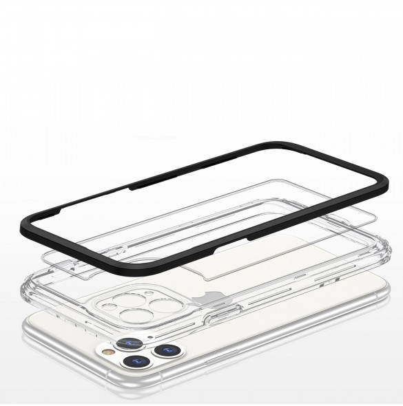 Klart 3-i-1 fodral för iPhone 11 Pro Max fodral gel skal med ram svart