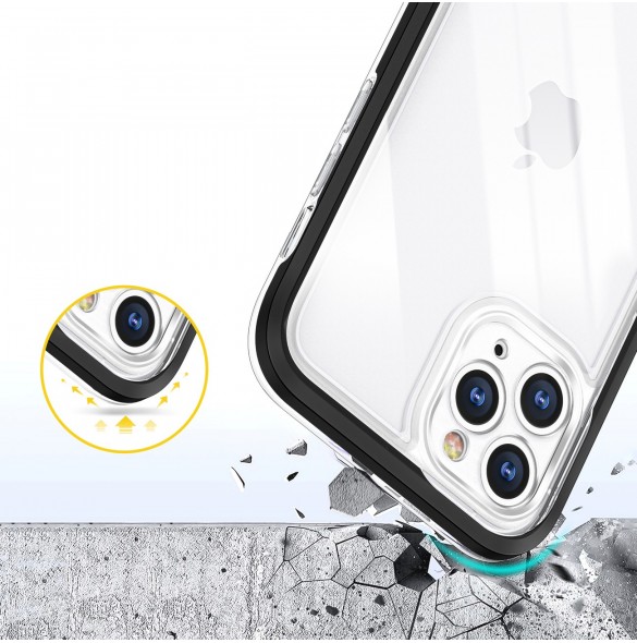 Klart 3-i-1 fodral för iPhone 11 Pro Max fodral gel skal med ram svart