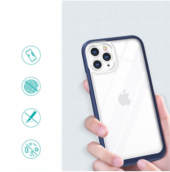 Genomskinligt 3-i-1 fodral för iPhone 11 Pro Max blå ram gel skal