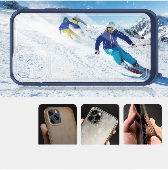 Genomskinligt 3-i-1 fodral för iPhone 11 Pro Max blå ram gel skal