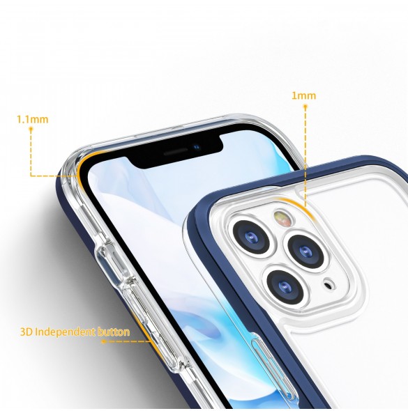 Genomskinligt 3-i-1 fodral för iPhone 11 Pro Max blå ram gel skal
