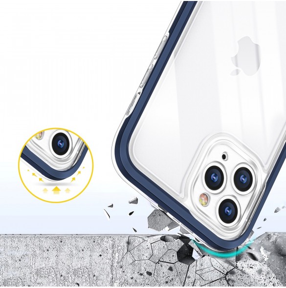 Genomskinligt 3-i-1 fodral för iPhone 11 Pro Max blå ram gel skal