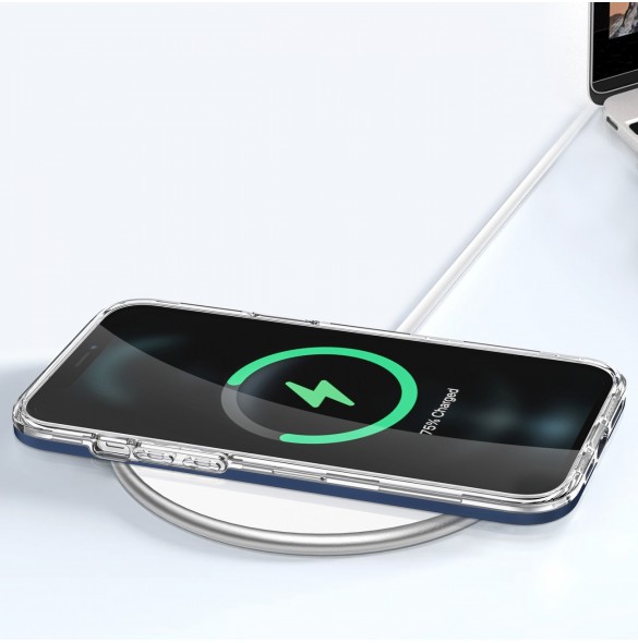 Genomskinligt 3-i-1 fodral för iPhone 11 Pro Max blå ram gel skal