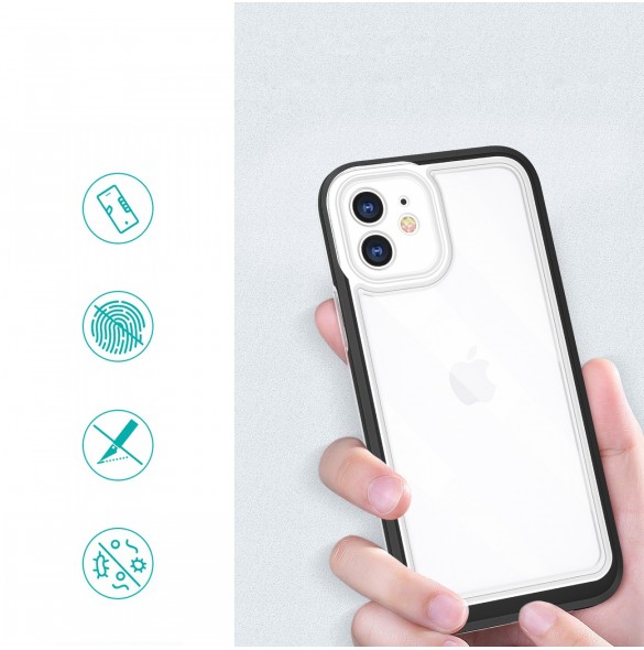 Klart 3in1-fodral för iPhone 12 Frame Gel Cover Svart