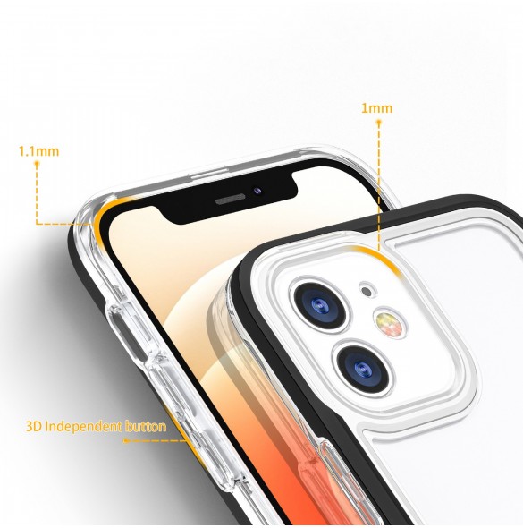 Klart 3in1-fodral för iPhone 12 Frame Gel Cover Svart