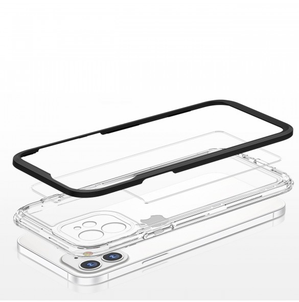 Klart 3in1-fodral för iPhone 12 Frame Gel Cover Svart