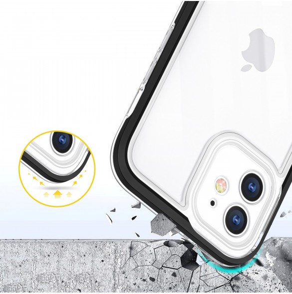 Klart 3in1-fodral för iPhone 12 Frame Gel Cover Svart