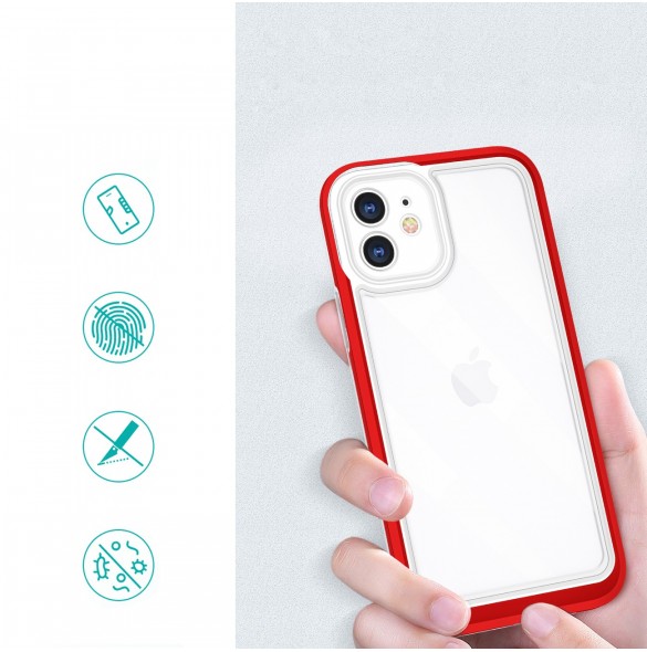 Klart 3-i-1 fodral för iPhone 12 ram gel skal rött