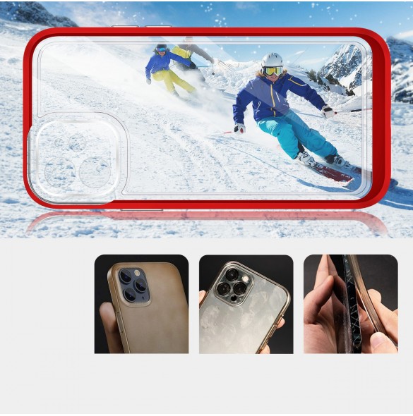 Klart 3-i-1 fodral för iPhone 12 ram gel skal rött
