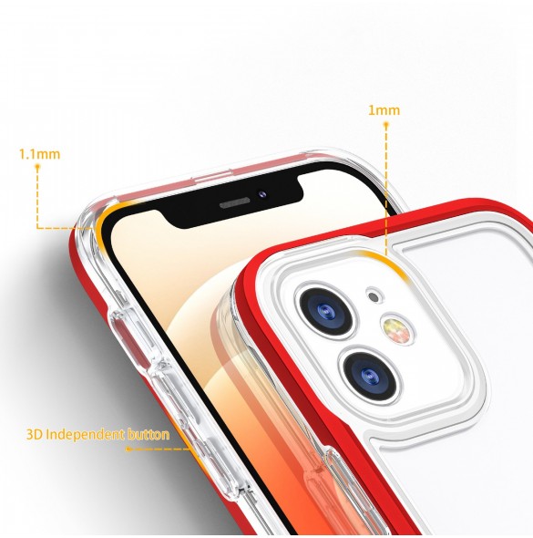 Klart 3-i-1 fodral för iPhone 12 ram gel skal rött