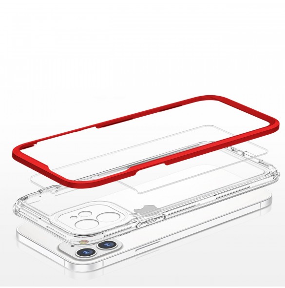 Klart 3-i-1 fodral för iPhone 12 ram gel skal rött