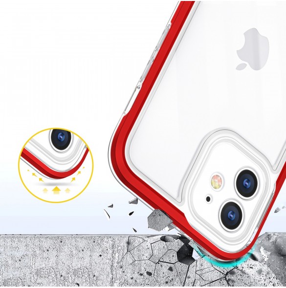 Klart 3-i-1 fodral för iPhone 12 ram gel skal rött