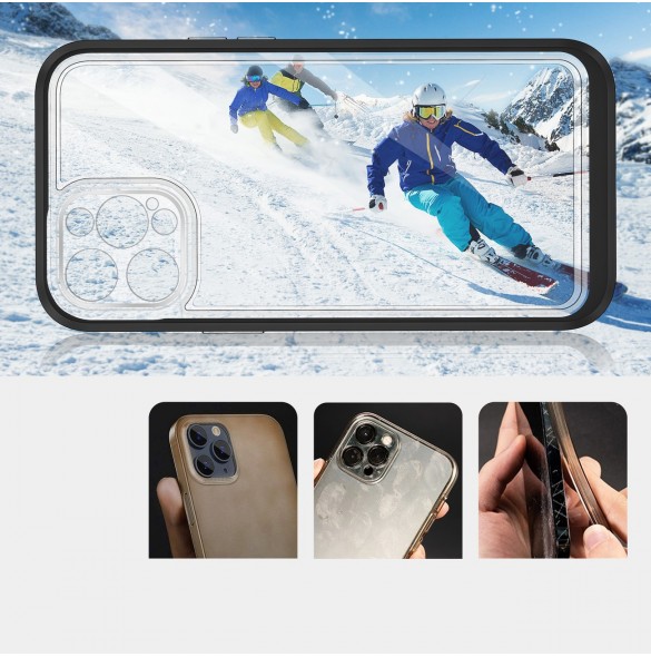 Genomskinligt 3-i-1 fodral för iPhone 12 Pro frame gel skal svart