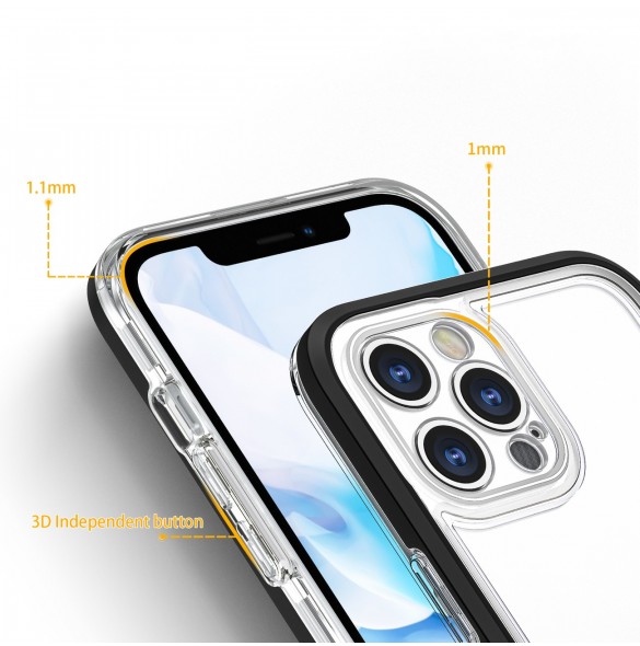 Genomskinligt 3-i-1 fodral för iPhone 12 Pro frame gel skal svart