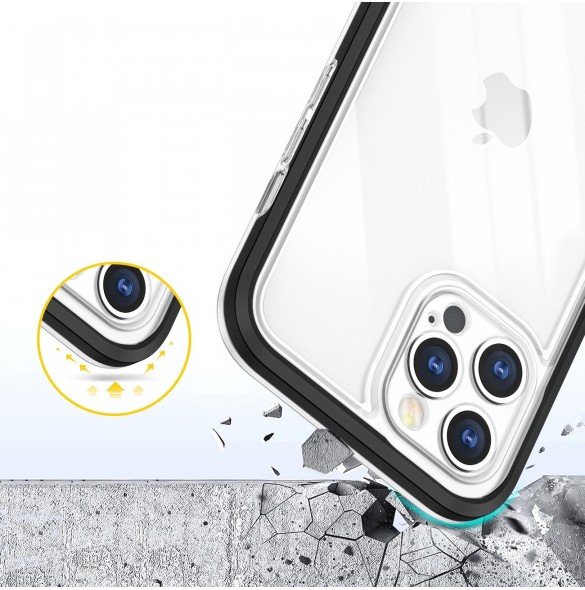 Genomskinligt 3-i-1 fodral för iPhone 12 Pro frame gel skal svart