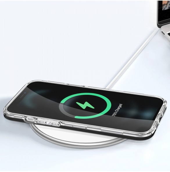 Genomskinligt 3-i-1 fodral för iPhone 12 Pro frame gel skal svart