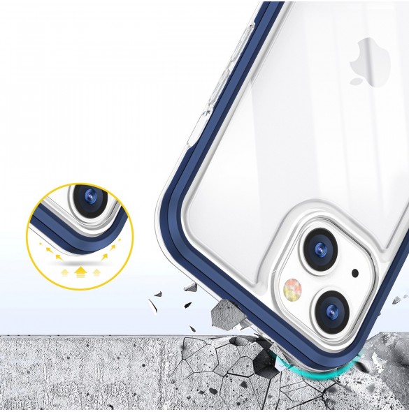 Genomskinligt 3-i-1 fodral för iPhone 13 blå ram gel skal