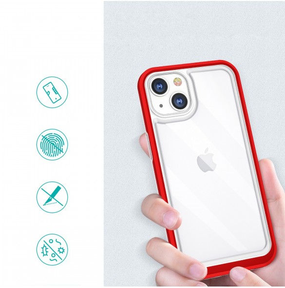 Genomskinligt 3in1-fodral för iPhone 13 Ramskydd Gel Röd