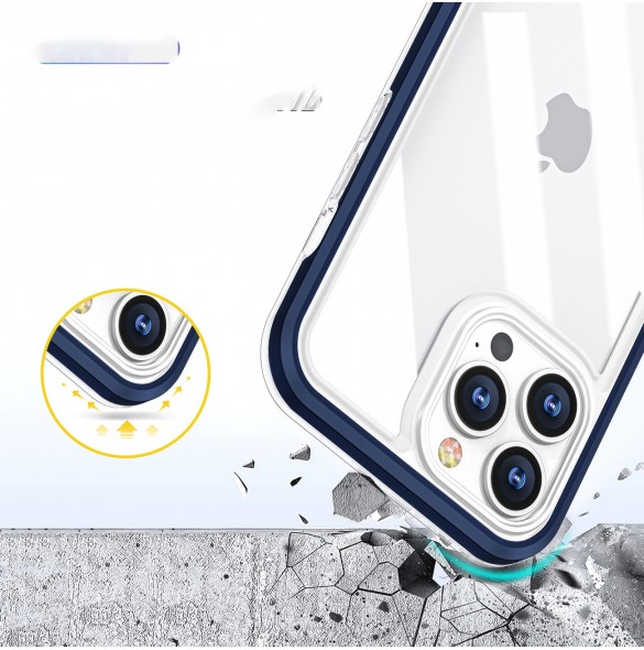Genomskinligt 3-i-1 fodral för iPhone 13 Pro blå ram gel skal