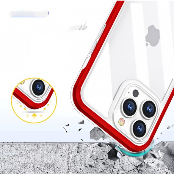 Genomskinligt 3-i-1-fodral för iPhone 13 Pro ramskal gelröd