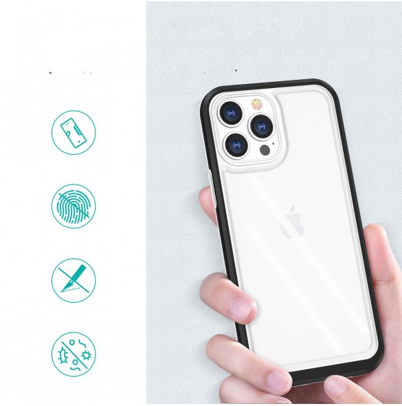 Klart 3-i-1 fodral för iPhone 13 Pro Max fodral gel skal med ram svart