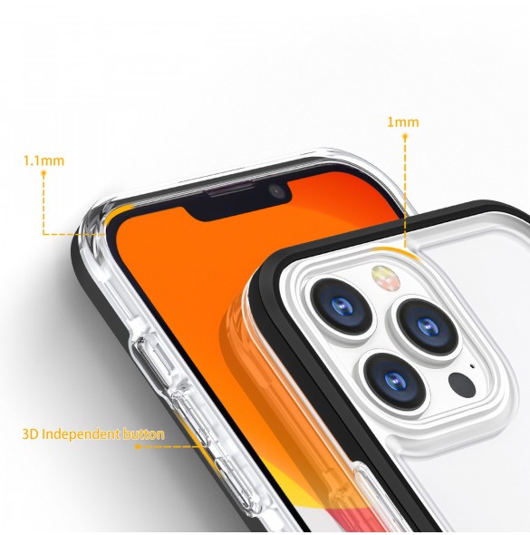 Klart 3-i-1 fodral för iPhone 13 Pro Max fodral gel skal med ram svart