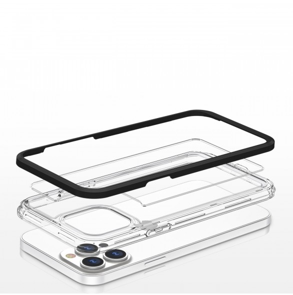 Klart 3-i-1 fodral för iPhone 13 Pro Max fodral gel skal med ram svart