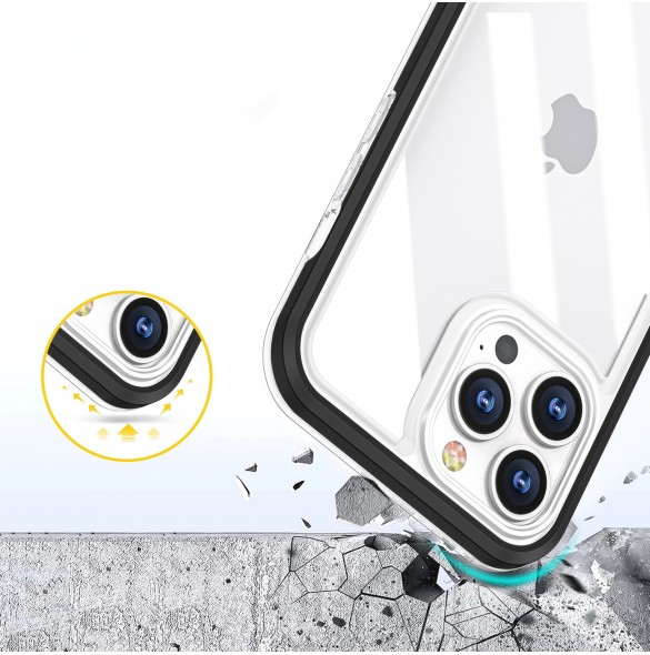 Klart 3-i-1 fodral för iPhone 13 Pro Max fodral gel skal med ram svart