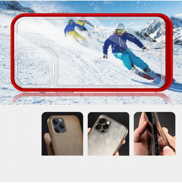 Genomskinligt 3in1-fodral för iPhone 13 Pro Max Frame Cover Gel Röd