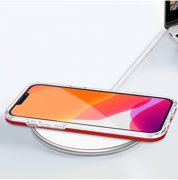Genomskinligt 3in1-fodral för iPhone 13 Pro Max Frame Cover Gel Röd