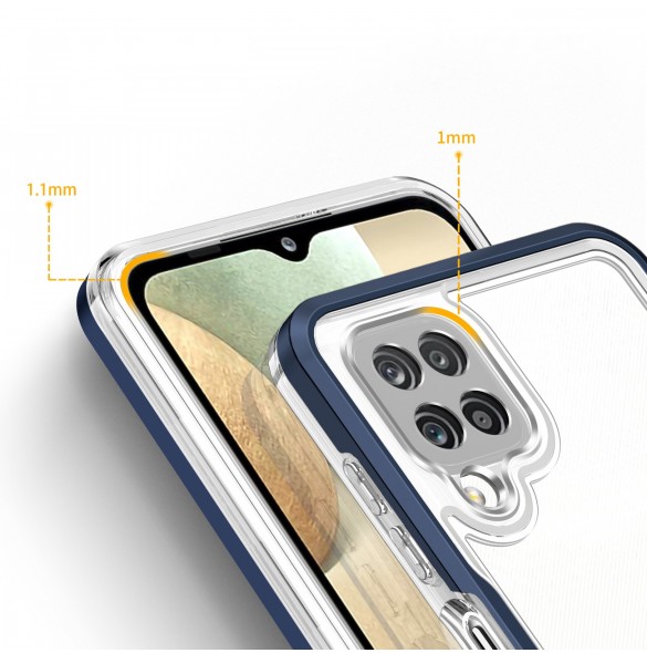 Genomskinligt 3-i-1 fodral för Samsung Galaxy A12 5G Frame Gel Cover Blå