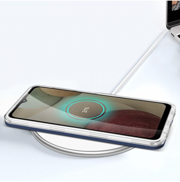 Genomskinligt 3-i-1 fodral för Samsung Galaxy A12 5G Frame Gel Cover Blå