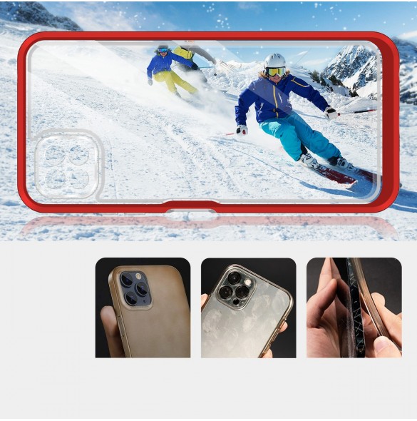Genomskinligt 3in1-fodral för Samsung Galaxy A22 5G Frame Gel Cover Röd