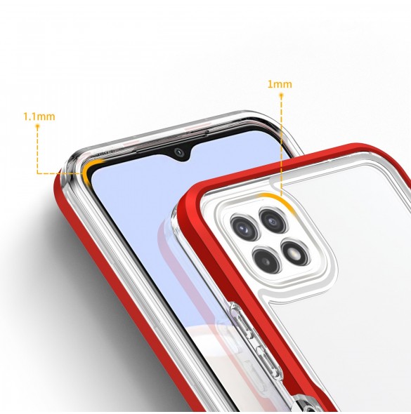 Genomskinligt 3in1-fodral för Samsung Galaxy A22 5G Frame Gel Cover Röd