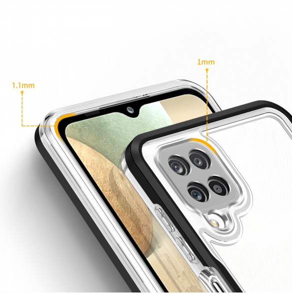 Genomskinligt 3in1-fodral för Samsung Galaxy A22 4G Frame Gel Cover Svart