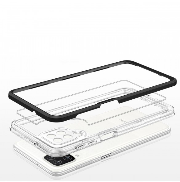 Genomskinligt 3in1-fodral för Samsung Galaxy A22 4G Frame Gel Cover Svart