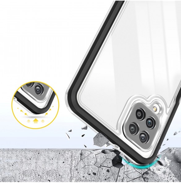 Genomskinligt 3in1-fodral för Samsung Galaxy A22 4G Frame Gel Cover Svart