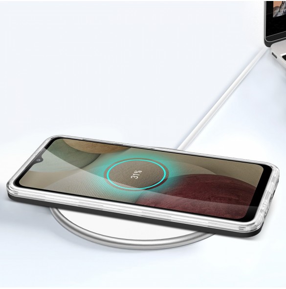 Genomskinligt 3in1-fodral för Samsung Galaxy A22 4G Frame Gel Cover Svart