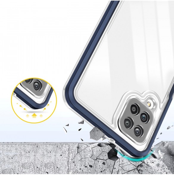 Genomskinligt 3in1-fodral för Samsung Galaxy A22 4G Frame Gel Cover Blå