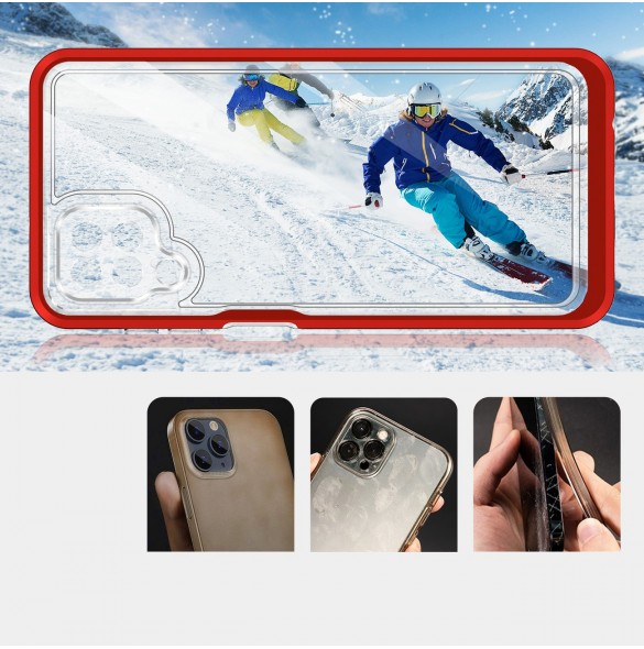 Genomskinligt 3in1-fodral för Samsung Galaxy A22 4G Frame Gel Cover Röd