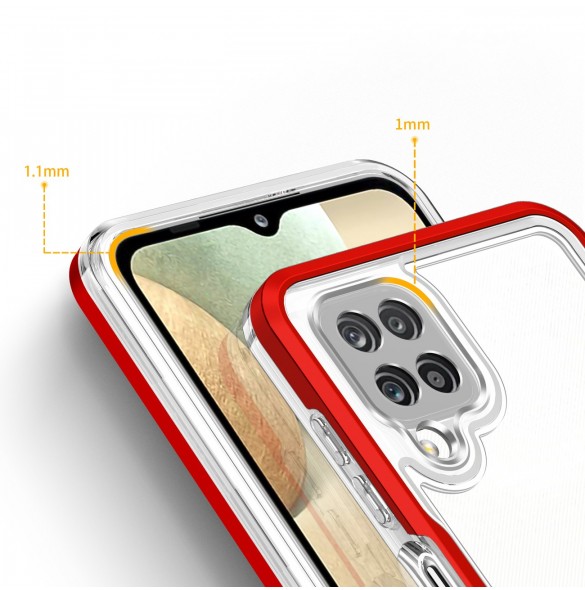 Genomskinligt 3in1-fodral för Samsung Galaxy A22 4G Frame Gel Cover Röd