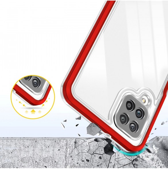 Genomskinligt 3in1-fodral för Samsung Galaxy A22 4G Frame Gel Cover Röd