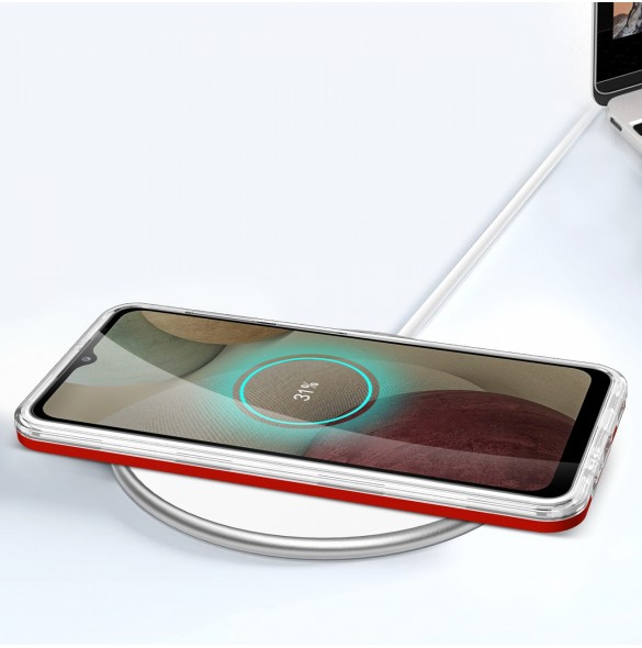 Genomskinligt 3in1-fodral för Samsung Galaxy A22 4G Frame Gel Cover Röd