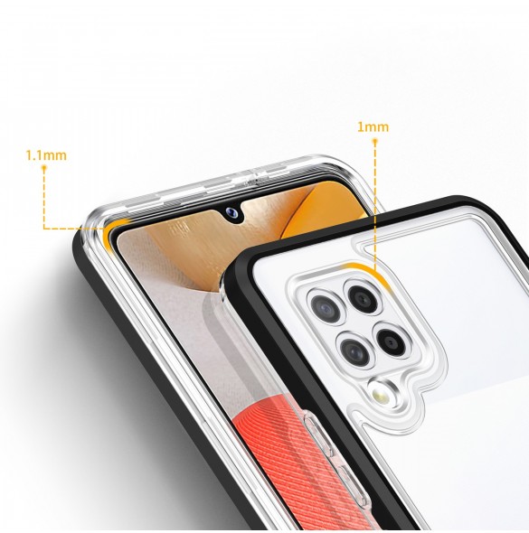 Genomskinligt 3-i-1 fodral för Samsung Galaxy A42 5G Frame Gel Cover Svart