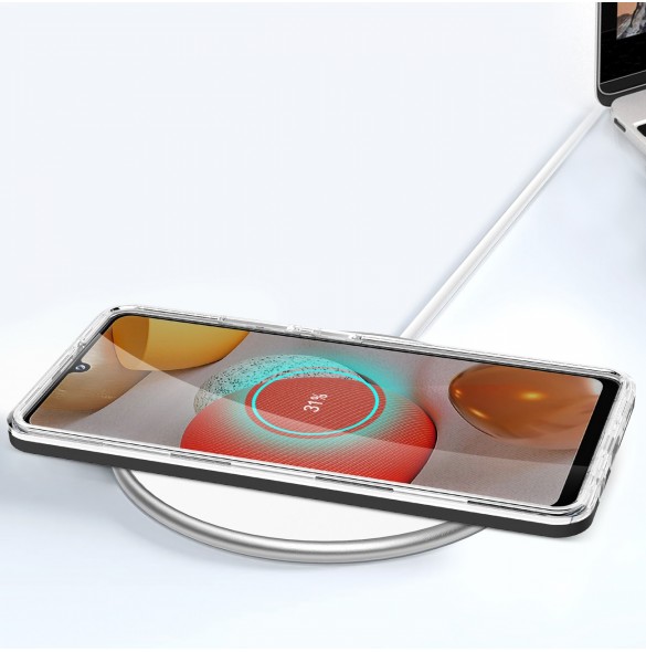 Genomskinligt 3-i-1 fodral för Samsung Galaxy A42 5G Frame Gel Cover Svart