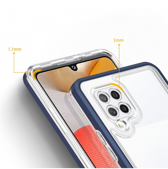 Genomskinligt 3-i-1 fodral för Samsung Galaxy A42 5G Frame Gel Cover Blå